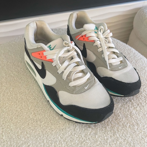 Nike Air Max Sneakers in Black, Gray, and White with Orange Accents - Picture 1 of 5